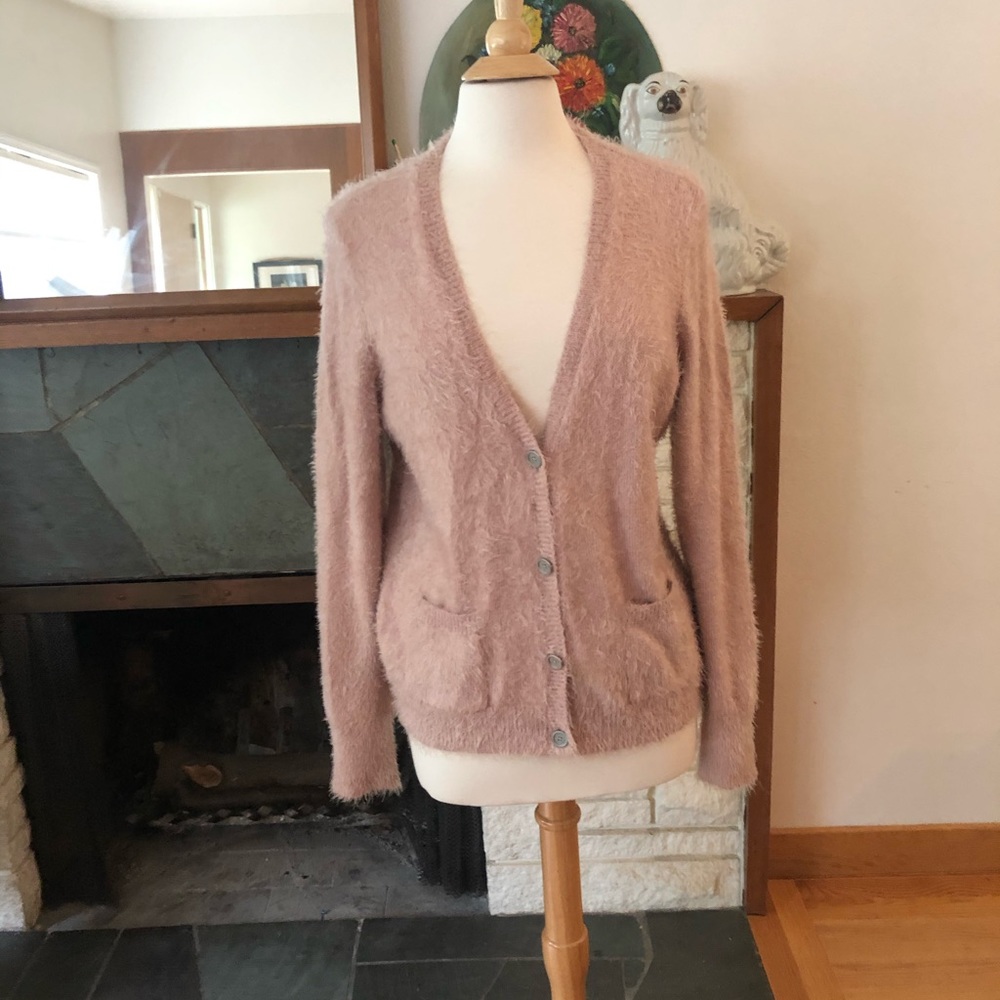 Dusty rose fuzzy cardigan